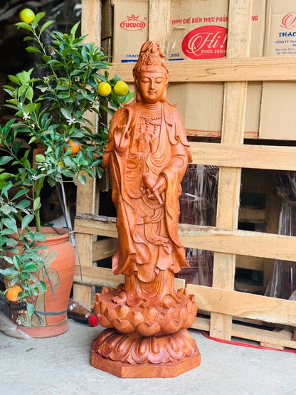 Quán Âm Đứng Đài Sen Cao 80cm