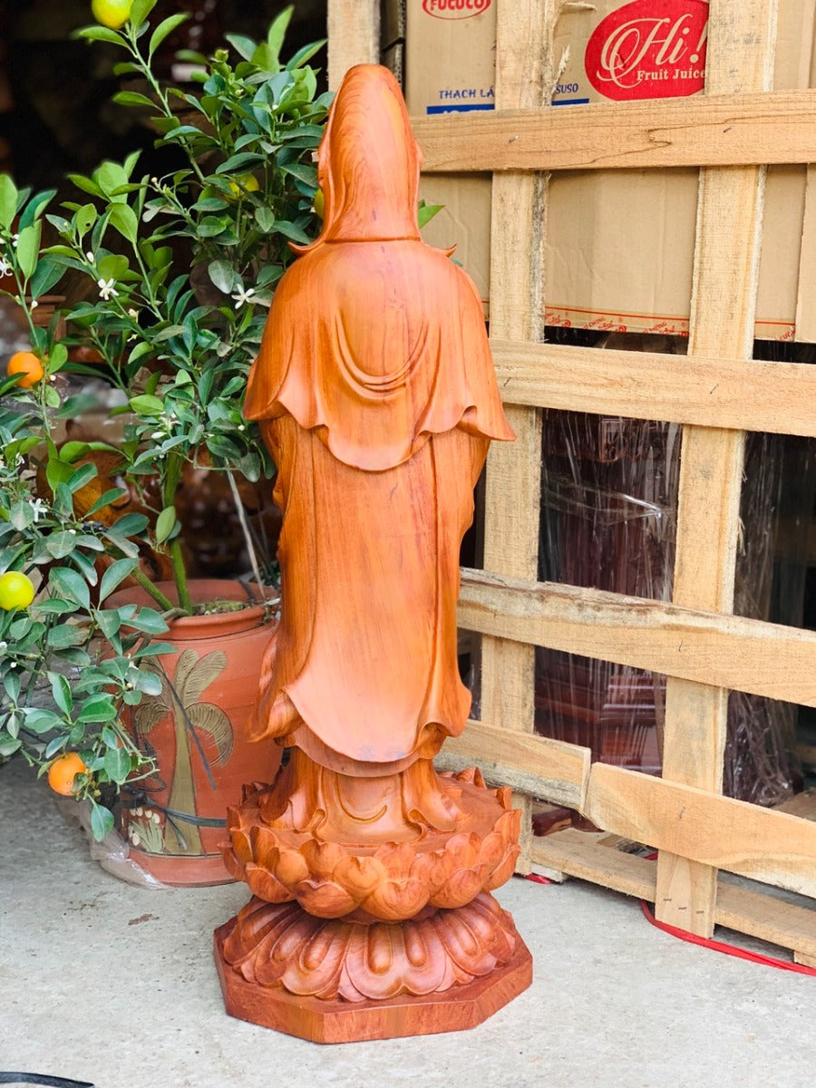 Quán Âm Đứng Đài Sen Cao 80cm