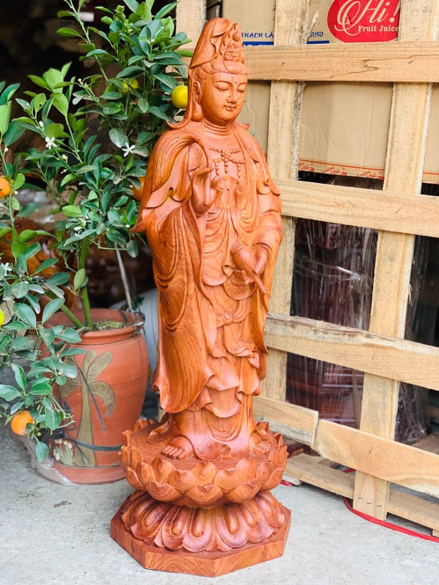 Quán Âm Đứng Đài Sen Cao 80cm