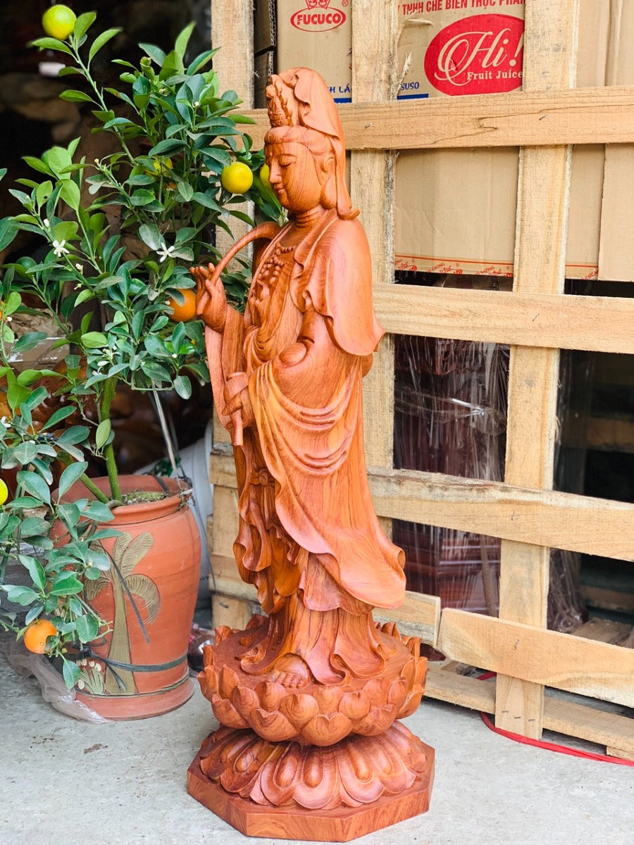 Quán Âm Đứng Đài Sen Cao 80cm
