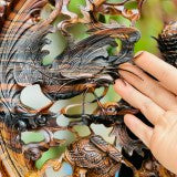 Đĩa Gỗ Tứ Linh Hội Tụ Gỗ Mun Đục Tay