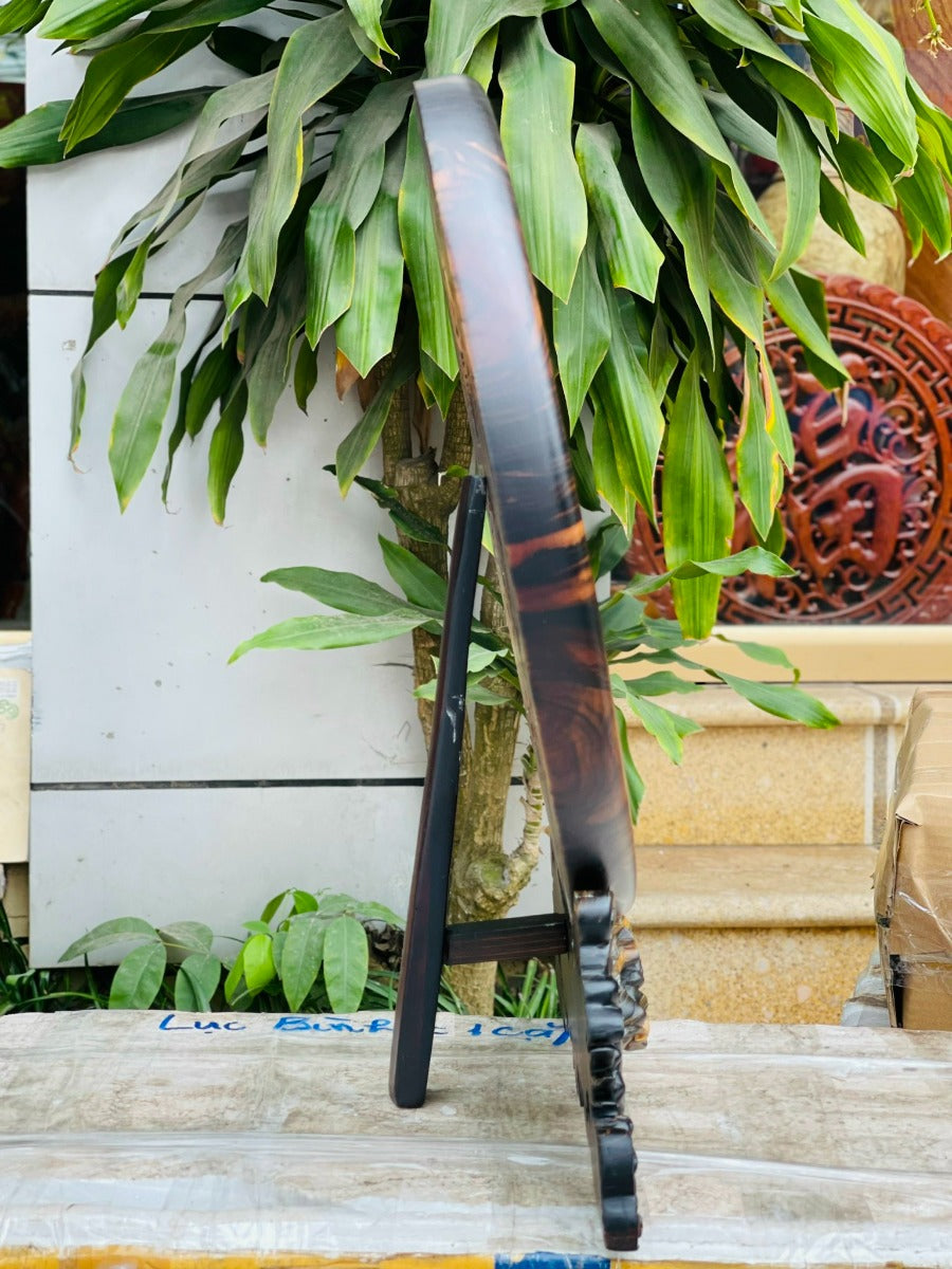 Đĩa Gỗ Tứ Linh Hội Tụ Gỗ Mun Đục Tay