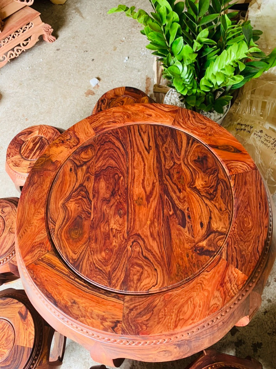 Bộ Bàn Ghế  Tròn Trống Gỗ Cẩm