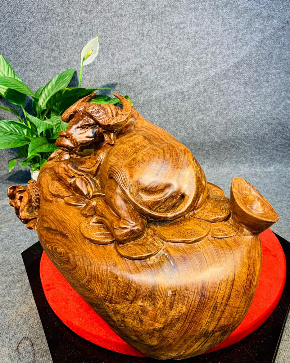 Linh Vật Trâu Tài Lộc Gỗ Ngọc Am