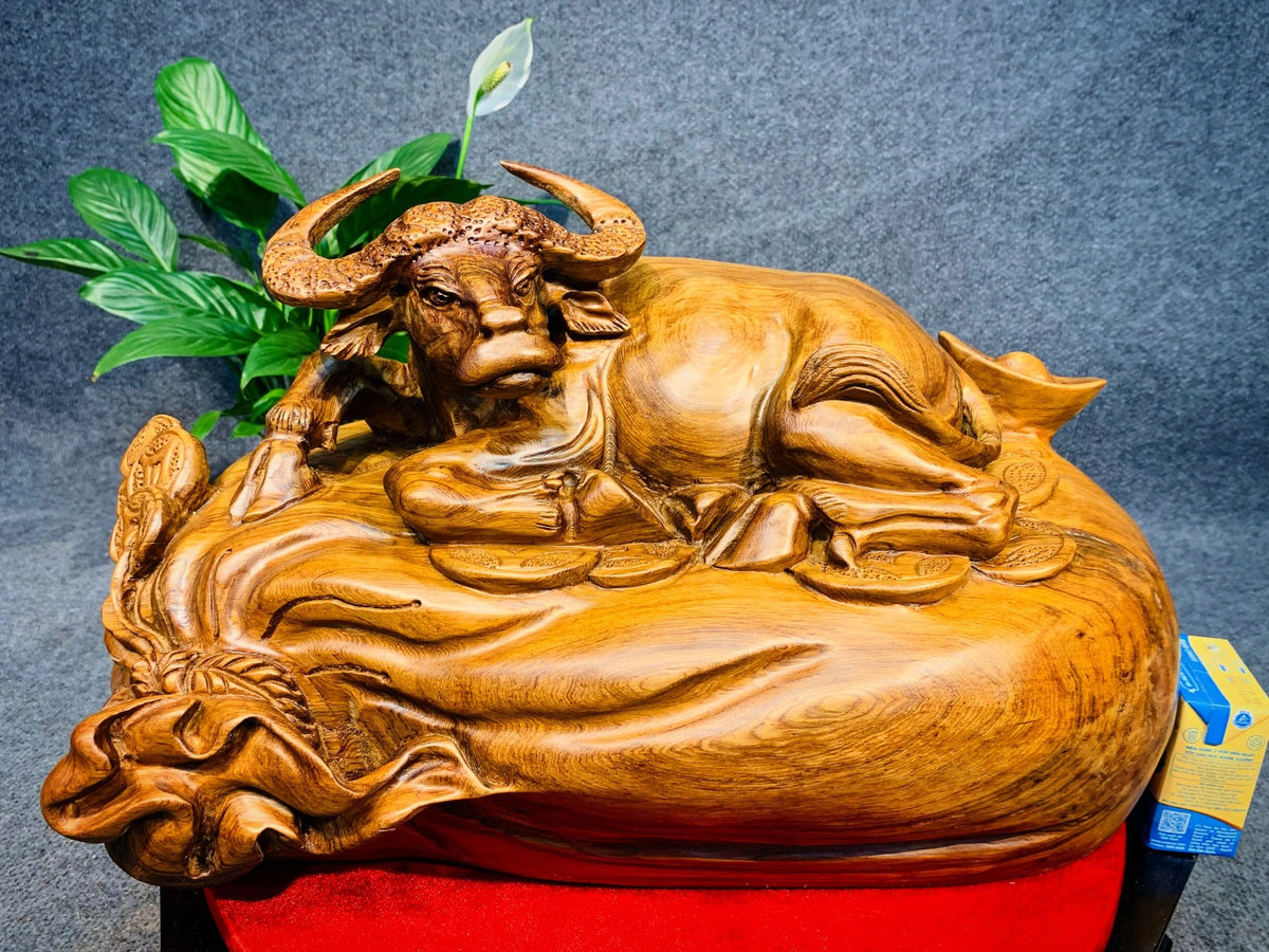 Linh Vật Trâu Tài Lộc Gỗ Ngọc Am