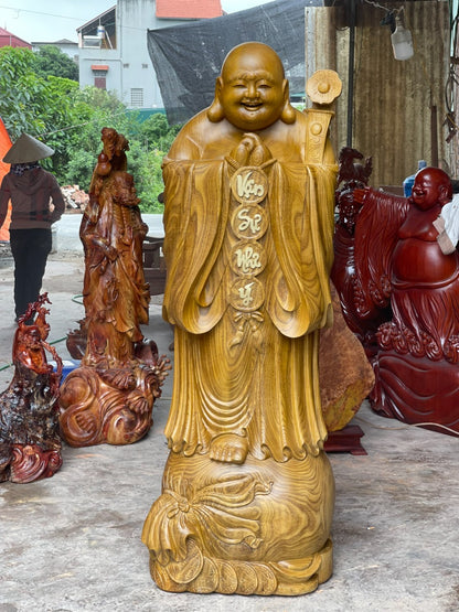 Tượng Di Lặc Chúc Phúc Vạn Sự Như Ý Gỗ Cẩm Vàng