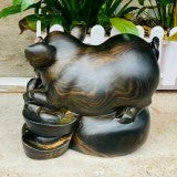 Linh Vật Con Heo Đứng Bao Tiền Gỗ Mun Hoa