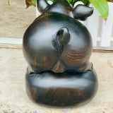 Linh Vật Con Heo Đứng Bao Tiền Gỗ Mun Hoa