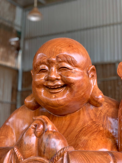 Di Lặc Chúc Phúc Vạn Sự Như  Ý Cao 2 Mét Gỗ Hương Đá