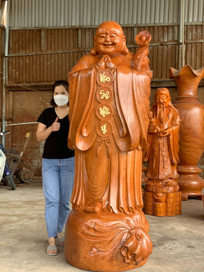 Di Lặc Chúc Phúc Vạn Sự Như  Ý Cao 2 Mét Gỗ Hương Đá