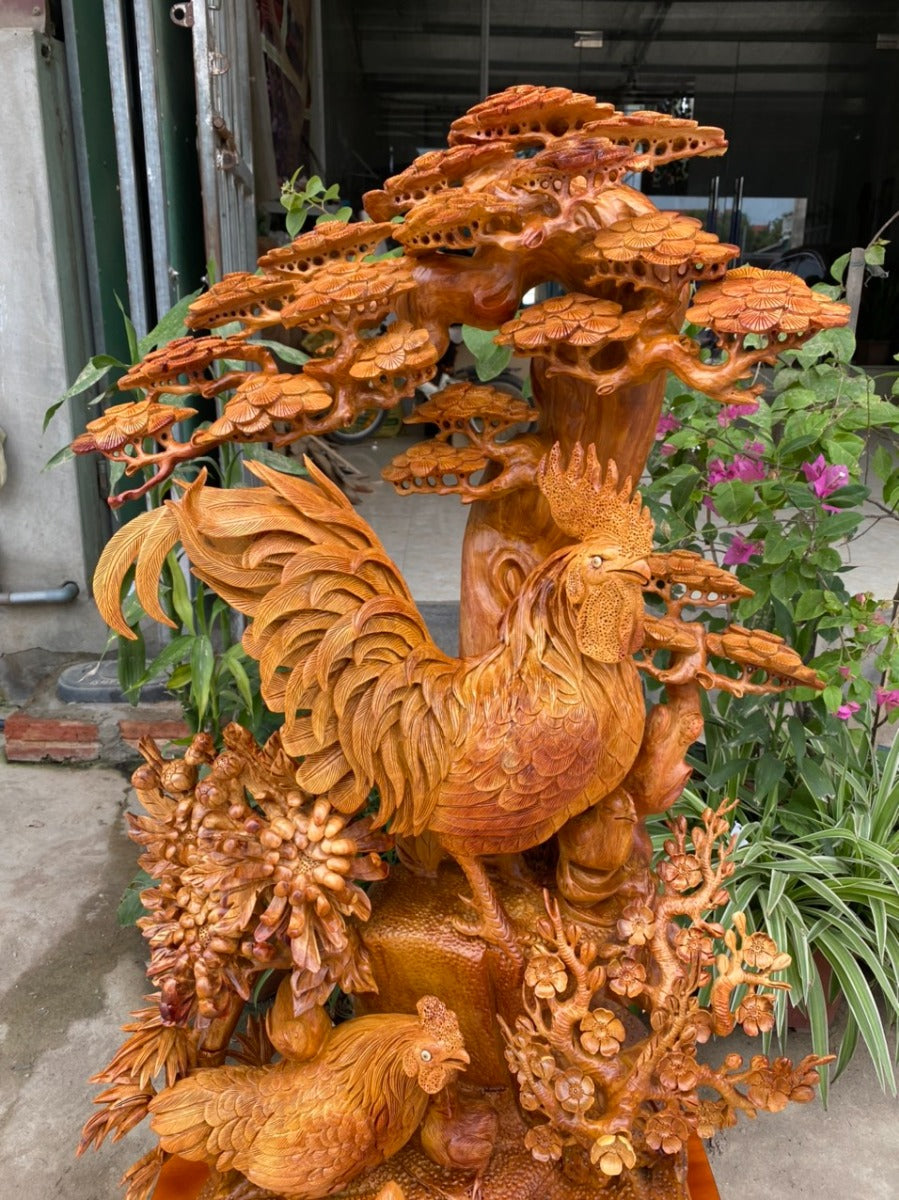 Tượng Linh Vật Gia Đình Gà Bốn Mùa Sung Túc