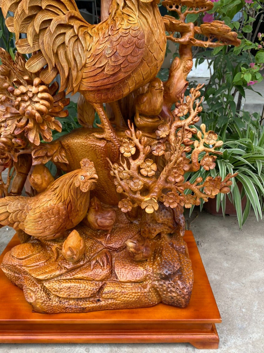 Tượng Linh Vật Gia Đình Gà Bốn Mùa Sung Túc