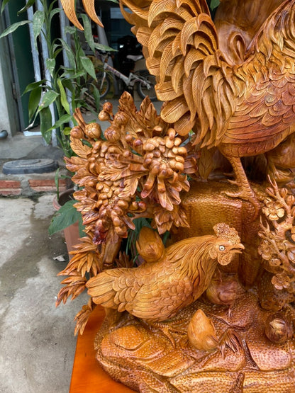 Tượng Linh Vật Gia Đình Gà Bốn Mùa Sung Túc