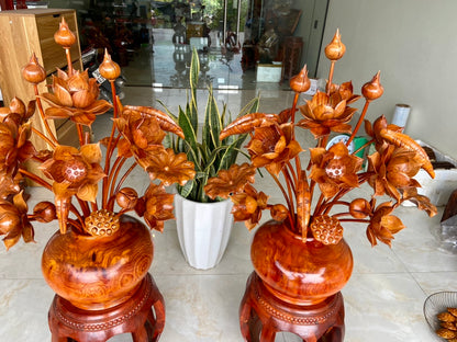 Chum Hoa Sen  25 Cành  Gỗ Hương