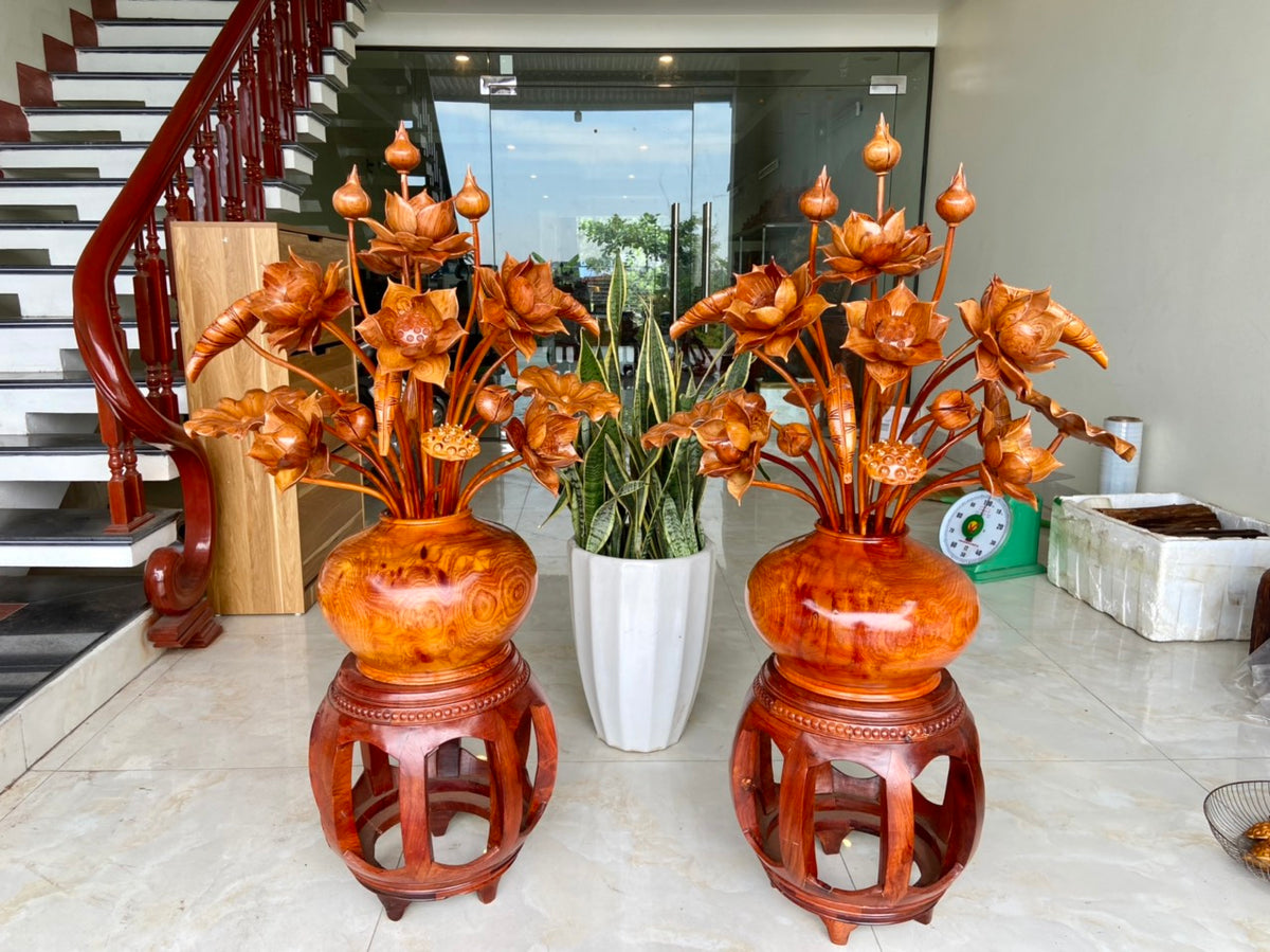 Chum Hoa Sen  25 Cành  Gỗ Hương
