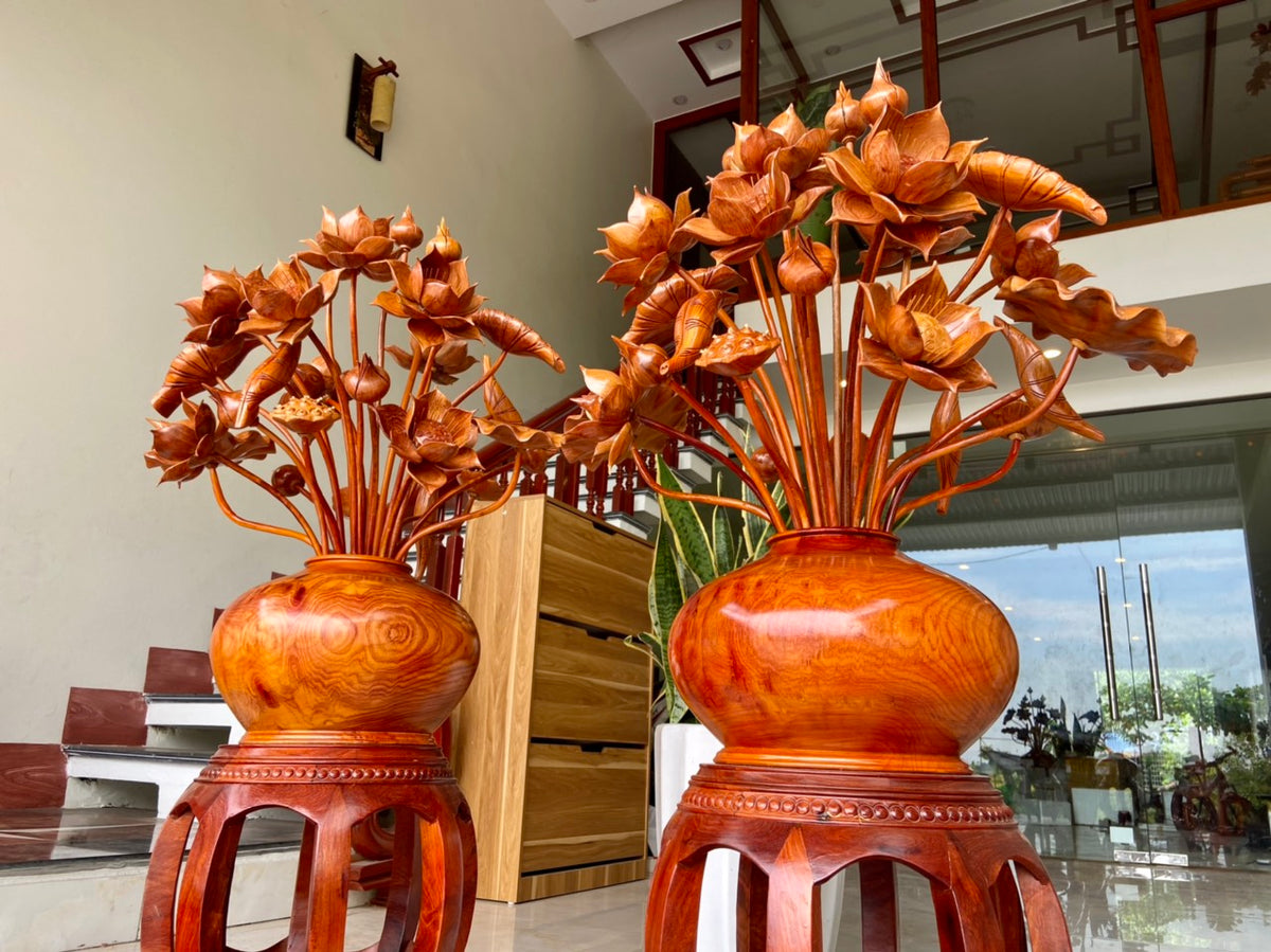 Chum Hoa Sen  25 Cành  Gỗ Hương