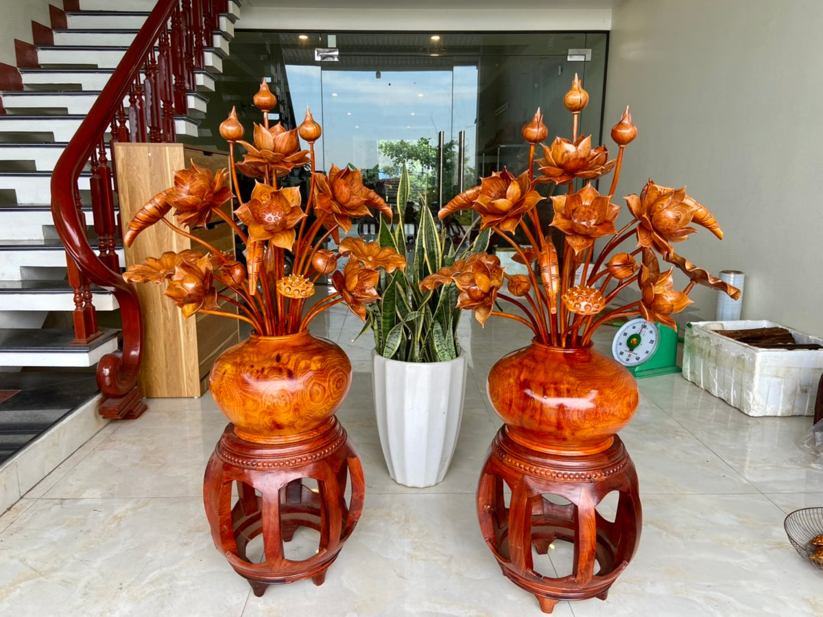 Chum Hoa Sen  25 Cành  Gỗ Hương