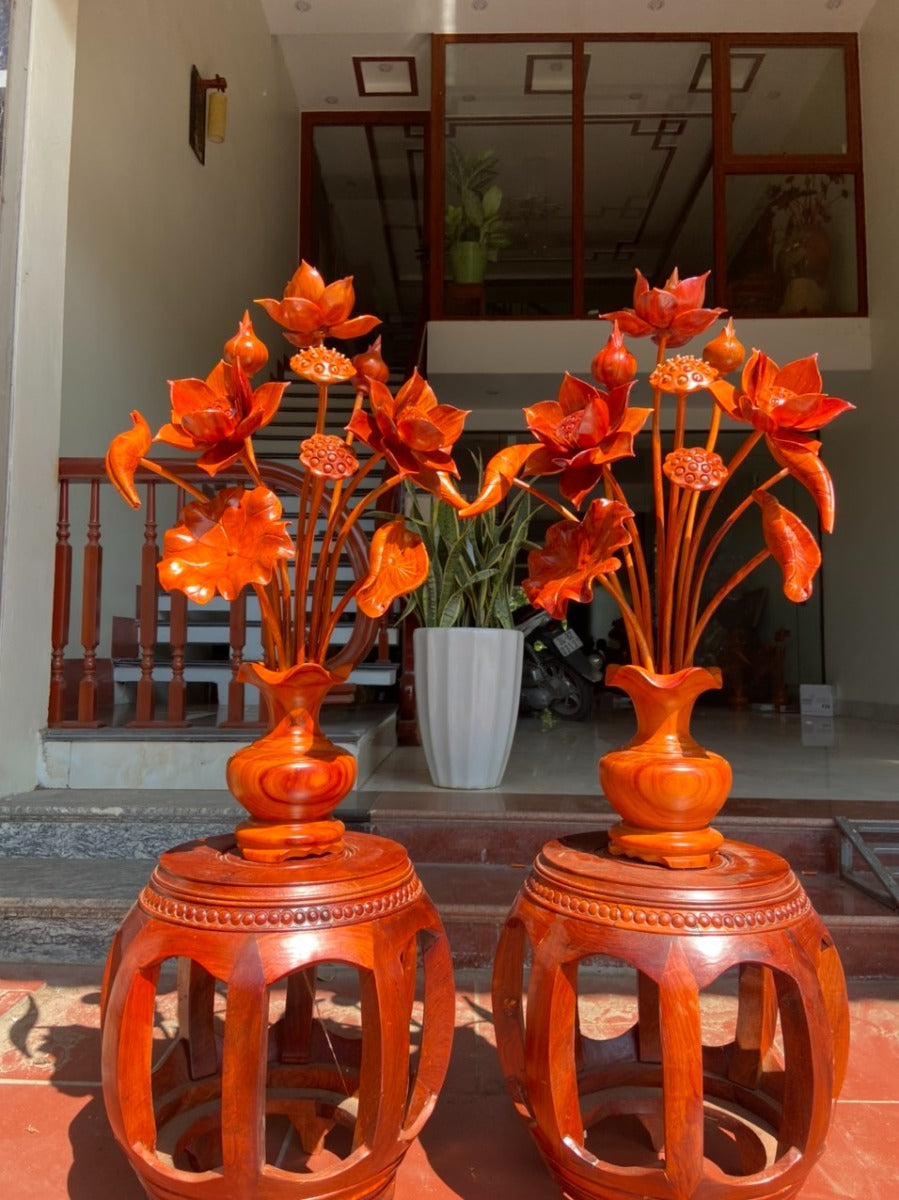 Bình Hoa Sen Hương Đỏ 11 Cành