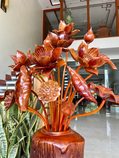 Cặp Bình Hoa Sen Gỗ Lũa Hương Nghệ Thuật