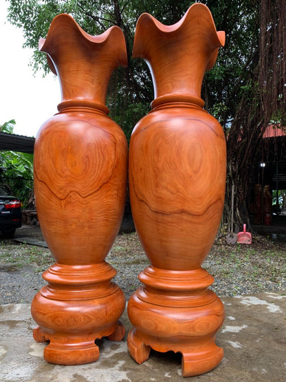 Cặp Lục Bình Gỗ Hương Đỏ Nam Phi Cao 2m1