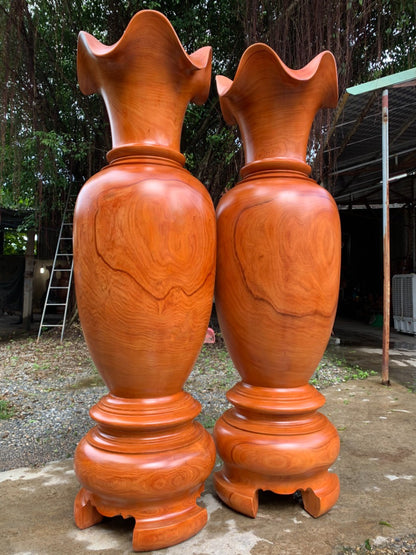 Cặp Lục Bình Gỗ Hương Đỏ Nam Phi Cao 2m1