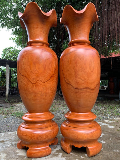 Cặp Lục Bình Gỗ Hương Đỏ Nam Phi Cao 2m1