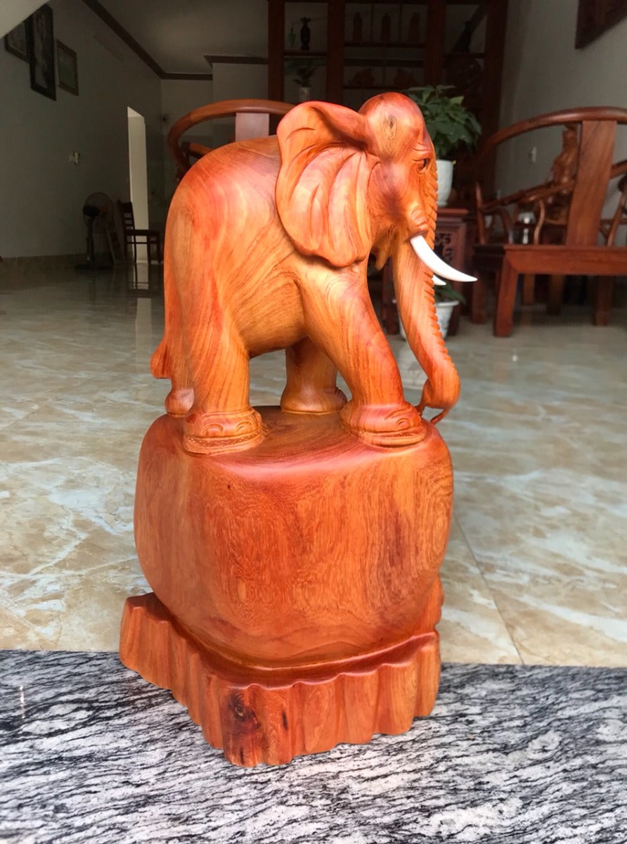 Tượng Voi Mẫu Tử Cao 47 Gỗ Hương