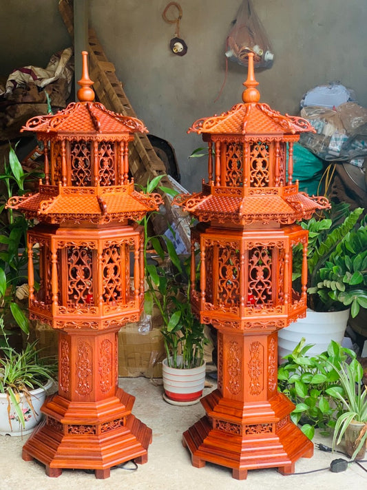 Cặp Lồng Đèn 2 Tầng Gỗ Hương Cao Cấp Cao 127