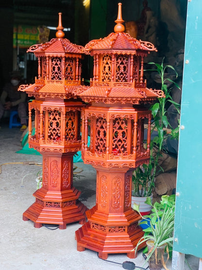 Cặp Lồng Đèn 2 Tầng Gỗ Hương Cao Cấp Cao 127