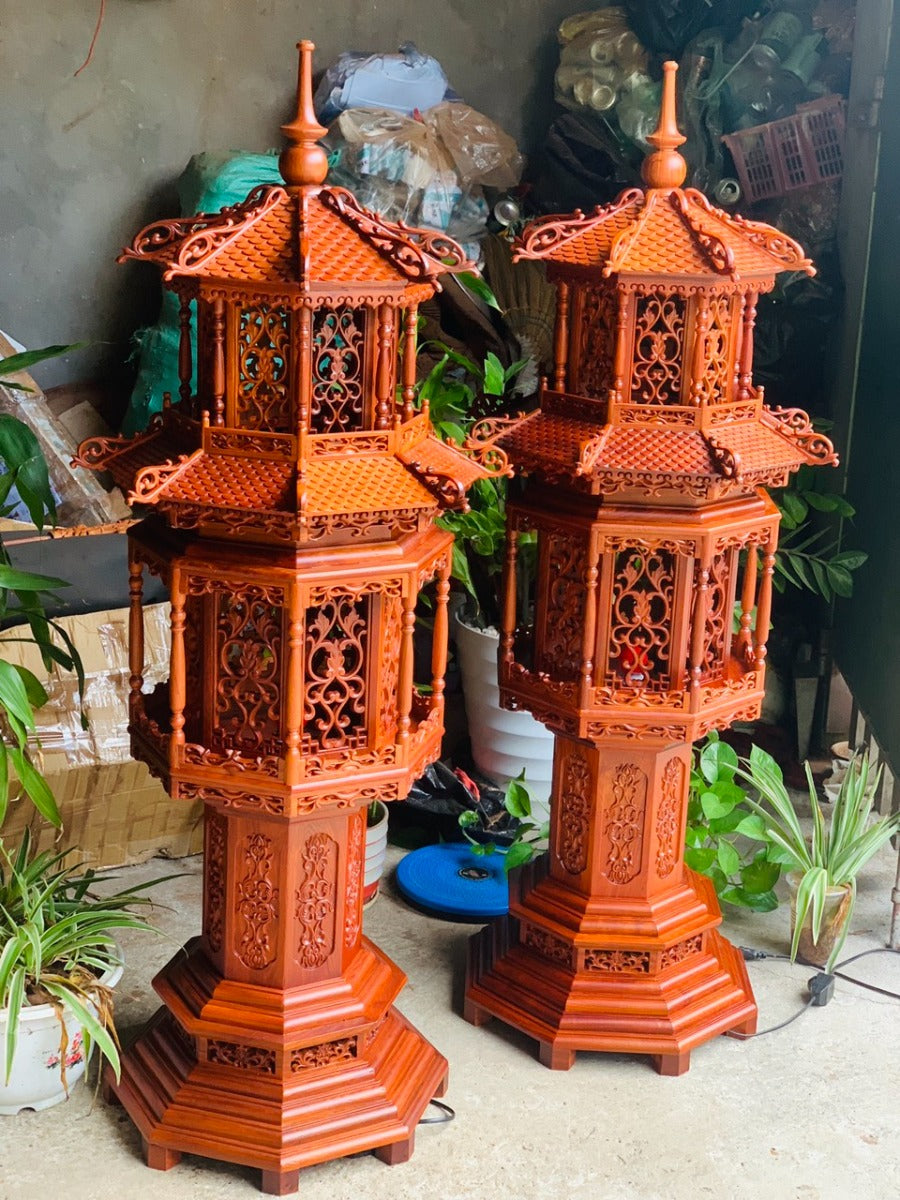 Cặp Lồng Đèn 2 Tầng Gỗ Hương Cao Cấp Cao 127