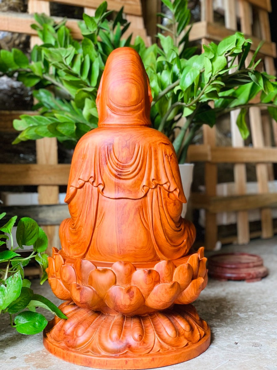 Tượng Bồ Tát Quan Âm Tọa Đài Sen Cao 60cm