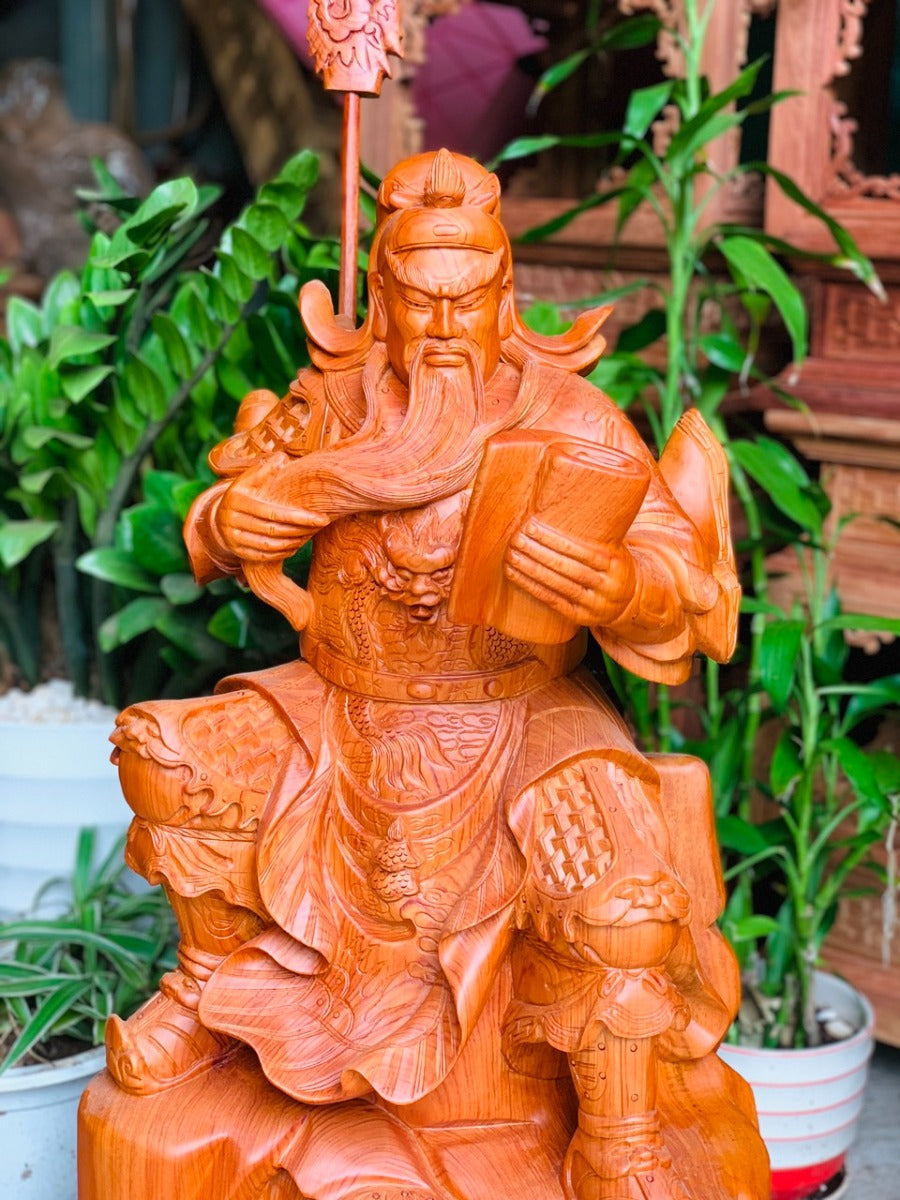 Tượng Quan Công - Quan Vân Trường Ngồi Đọc Sách Cao 80
