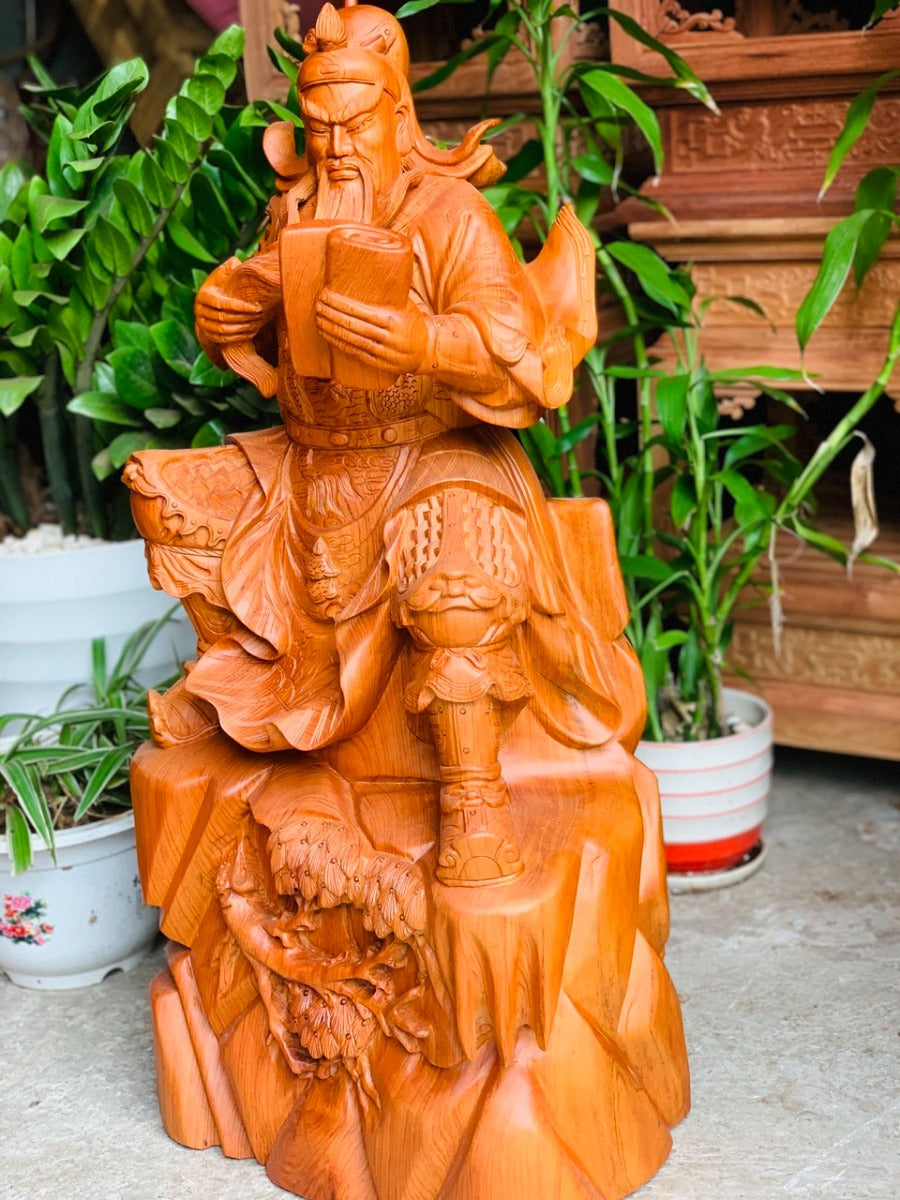 Tượng Quan Công - Quan Vân Trường Ngồi Đọc Sách Cao 80