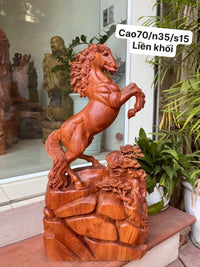 Tượng Nhất Mã Phi Thiên Gỗ Hương Đá  Liền Khối