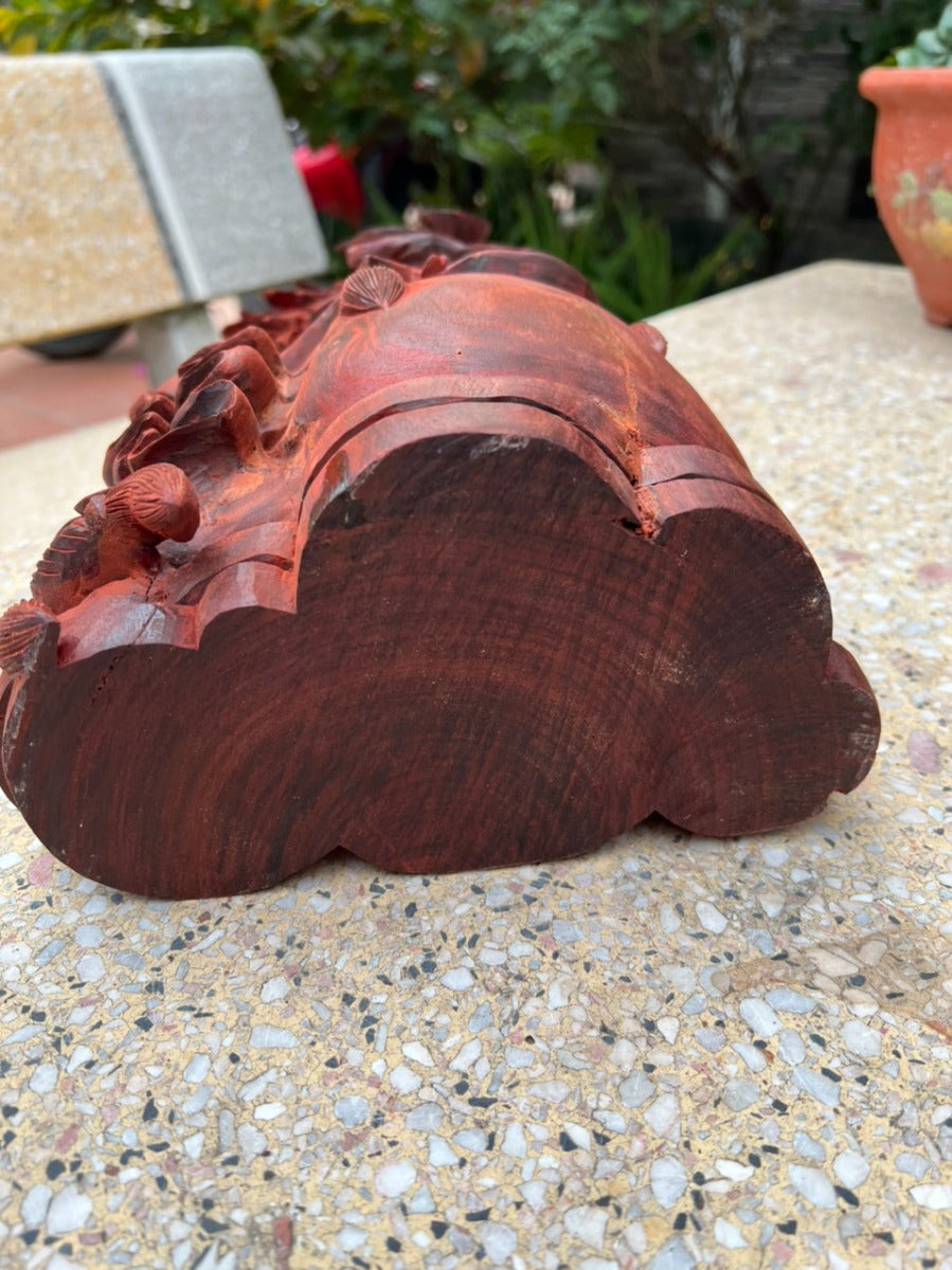 Tượng Gà Đứng Bao Tiền Tài Lộc - Gỗ Quý Vương Mộc Tử Đàn Tím