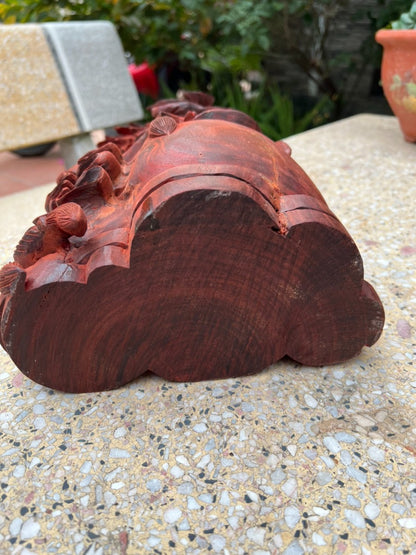 Tượng Gà Đứng Bao Tiền Tài Lộc - Gỗ Quý Vương Mộc Tử Đàn Tím