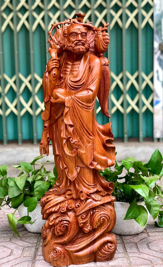 Tượng Đạt Ma Sư Tổ Quá Hải - Gỗ Hương Đá Cao 80cm