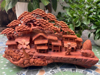 Tiểu Cảnh Thôn Quê - Gỗ Hương Ta Đục Khối Liền Tay Tuyệt Đẹp