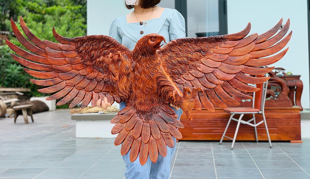 Tượng Đại Bàng Tung Cánh Treo Tường - Gỗ Hương Ta