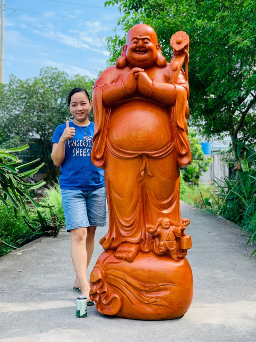 Tượng Phật Di Lặc Chúc Phúc - Gỗ Hương Đỏ Cao 178cm