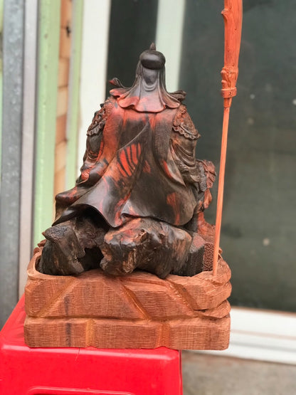 Tượng Quan Công Võ Thánh Ngồi Gỗ Trắc-  Đế Hương Ta