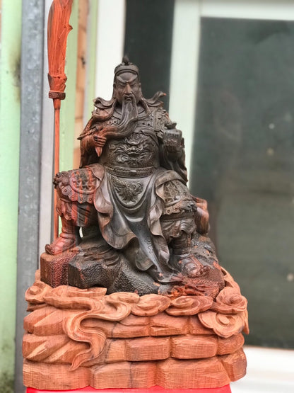 Tượng Quan Công Võ Thánh Ngồi Gỗ Trắc-  Đế Hương Ta