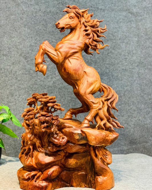 Tượng Ngựa Gỗ Nhất Mã Phi Thiên - Gỗ Hương Ta