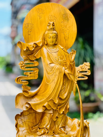 Tượng Nam Hải Quan Âm - Gỗ Cẩm Vàng