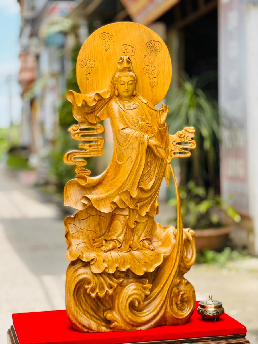 Tượng Nam Hải Quan Âm - Gỗ Cẩm Vàng
