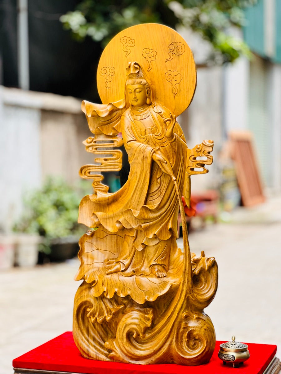Tượng Nam Hải Quan Âm - Gỗ Cẩm Vàng