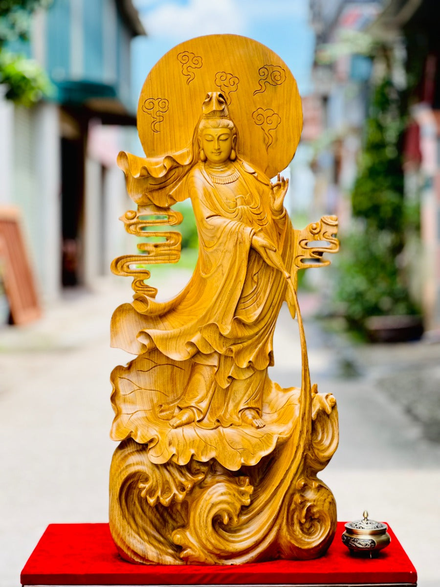 Tượng Nam Hải Quan Âm - Gỗ Cẩm Vàng