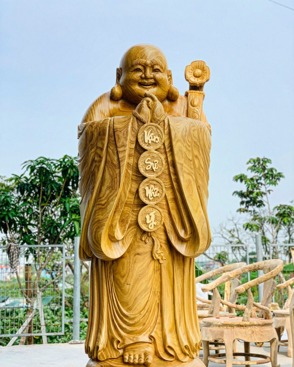 Tượng Phật Di Lặc Chúc Phúc Vạn Sự Như Ý - Gỗ Cẩm Vàng