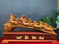 Tượng Bát Mã Truy Phong - Gỗ Sưa Đỏ Quý Hiếm