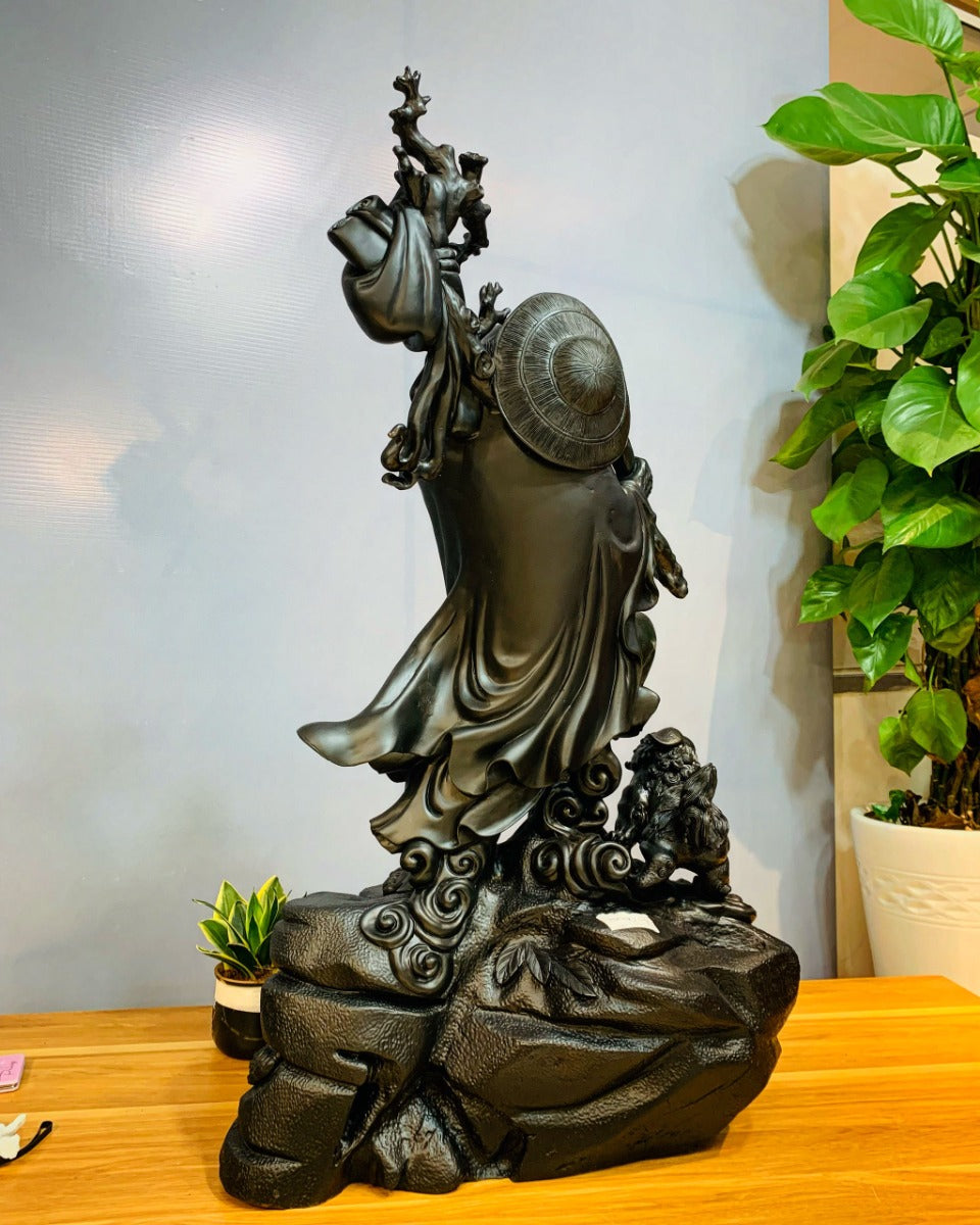 Tượng Đạt Ma Sư Tổ Phục Nghê - Gỗ Mun Sừng Cao 90cm